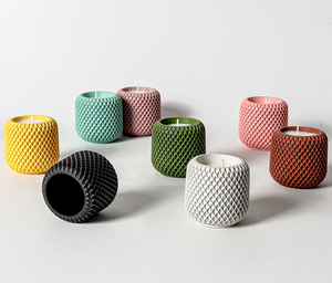 Décoration de <span class=keywords><strong>table</strong></span> pour la maison : Vases et récipients uniques en béton gaufré, design ciment, porte-fleurs coloré pour <span class=keywords><strong>cire</strong></span> parfumée - Product Image 3