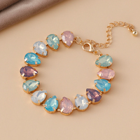 Nouveautés : Bracelet chaîne à maillons géométriques en diamant, bracelet scintillant avec cristaux colorés et strass en forme de goutte d'eau pour les soirées