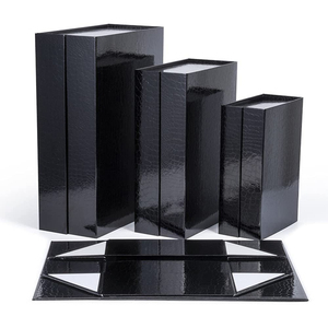 Luxury Black Cardboard Crocodile Texture Foldable Magnetic Closure Gift Box Custom Logo Print Paper Clamshell Magnetic Gift Box