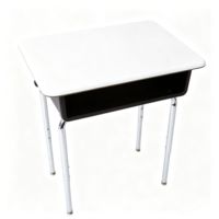 Bureau d'étude scolaire réglable avec boîte à livres noire, table d'étudiant à plateau blanc avec pieds chromés, mobilier de classe moderne