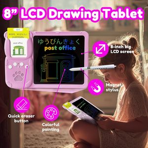 Cartes flash bilingues MoLingvora, tablette d'écriture LCD parlante sans <span class=keywords><strong>batterie</strong></span> pour enfants, jouet éducatif pour tout-petits, cadeau unisexe (rose japonais) - Product Image 4