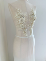 QUEENSGOWN NNBW Applique en dentelle florale 3D de luxe, lourdement perlée, brodée, avec sequins, accessoires pour robe de mariée