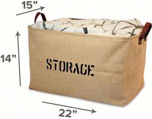 Burlap Storage Organizer Basket Heavy Duty Storage Basket Perfect Storage Jute Basket for <b>Laundry</b> Shoes Kids Toys - Product Image 1