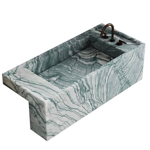 Lavabo de salle de bain d'hôtel en marbre vert personnalisé HZX Design de vanité de lavabo en marbre de décoration - Product Image 5