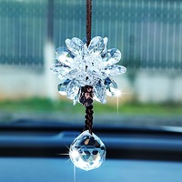 Ornement suspendu pour voiture en cristal artificiel K9, pendentif fleur, décoration de rétroviseur, prisme à facettes, fait main, Zhejiang, décoration automobile