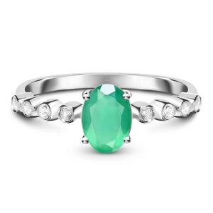 Anillo de Plata de Ley 925 con Ónice Verde, Joyería de Moda con Piedra de Nacimiento de Mayo, Oro Blanco - Product Image 3