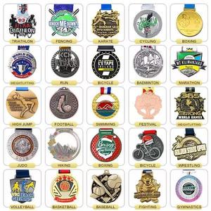 Custom Gold-Plated Zinc Alloy 3D Metal Sports Medals Soft Enamel Ribbon Lanyard for Marathon <strong>Karate</strong> Race Promotion <strong>Gifts</strong> - Product Image 2
