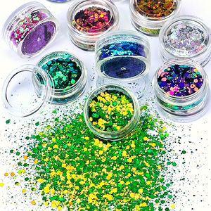 GP Wholesale Duo-Chrome Holographic Chameleon Chunky Glitter PET Flake Powder Form for Slime Painting Nail & Hair Craft
