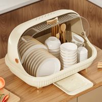Égouttoir à vaisselle grande capacité avec couvercle, boîte de rangement pour égouttoir de table de cuisine
