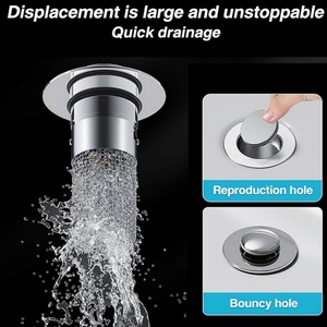 Reemplazo de tapón de fregadero de baño con cesta coladora extraíble de acero inoxidable, filtro desatascador de desagüe emergente para lavabo de baño - Product Image 6
