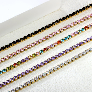 Pulsera de tenis unisex de acero inoxidable con incrustaciones de circonita de 2-3mm, estilo hip hop, engaste de canal y diseño geométrico - Product Image 2