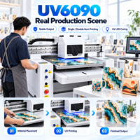 Printer UV Flatbed 6090 Efisiensi Tinggi untuk Produksi Papan Signage Presisi Stabil, Kaca, Kulit, Kayu Lapis, PVC, Akrilik
