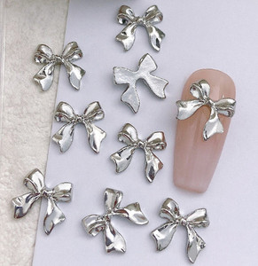 Nuevo Estilo, Venta al por Mayor, 10 Piezas/Bolsa, Adornos de Uñas con Forma de Mariposa, Lazo, Luna y Conejo, Aleación Dorada y Plateada, Accesorios de Uñas de Lujo - Product Image 5