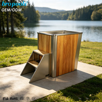 BROPOOLS Baignoire de spa extérieure écologique pour 1 personne en cèdre rouge et acier inoxydable