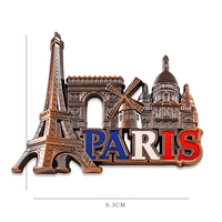 Aimant de réfrigérateur en métal de la Tour Eiffel souvenir de Paris antique le plus populaire pour les voyageurs