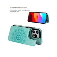 Étui de téléphone à rabat en cuir PU avec béquille, motif floral vintage en relief, anti-chute, type portefeuille, coque arrière pour iPhone 17 16 15 Pro Max