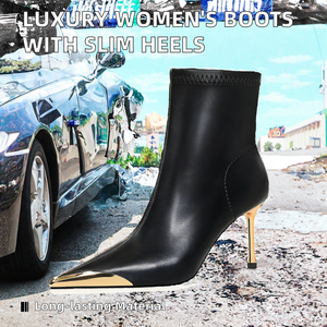 Botas de Verano para Mujer BIGTREEBE 319-A11, Ligeras y de Lujo, Resistentes, Sin Cordones, Tacones Súper Altos, Punta de Hierro Puntiaguda, Decoración Metálica - Product Image 2