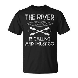 T-shirt de kayak avec rembourrage - Le fleuve m'appelle et je dois y aller - Pour les passionnés de sports nautiques - Product Image 1