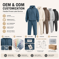 Ensemble de survêtement pour homme en molleton épais 345 g/m² avec doublure polaire, personnalisable avec logo, couleur unie, coupe oversize