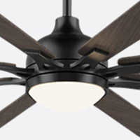 Ventilateur de plafond 84 pouces à montage sur tige, boîtier noir mat, pales en contreplaqué, télécommande, luminaire LED à intensité variable pour grandes pièces et plafonds hauts