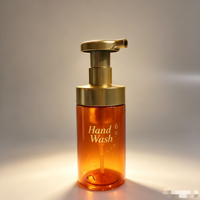 Distributeur de savon moussant de luxe blanc et ambre de 200 ml avec pompe dorée, flacon vide en plastique pour nettoyant mains moussant pour salle de bain