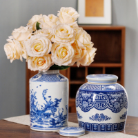 Pot en porcelaine bleu et blanc Art Déco 3-4L, forme irrégulière, ornement décoratif pour la maison