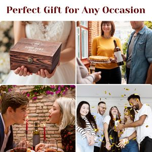 Set de Regalo Corporativo con Logotipo Personalizado, <span class=keywords><strong>Copas</strong></span> de Vino Tinto sin Tallo <span class=keywords><strong>Grabadas</strong></span>, Abridor y Tapón de Vino de Madera, Elegante Caja de Regalo - Product Image 4