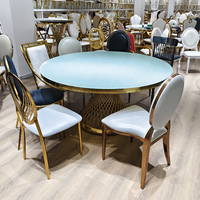 Chaise en acier inoxydable doré style royal, dossier décoratif, mobilier de luxe pour mariage, banquet et événements