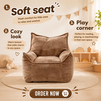 Fauteuil pouf en velours côtelé Disan Extra Doux en forme de larme, une place, avec housse amovible, idéal pour petits appartements et balcons