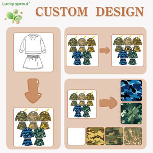 Vêtements pour filles tendance en gros, vêtements pour enfants de haute qualité, haut à manches longues camouflage marron pour fillette avec jupe - Product Image 2