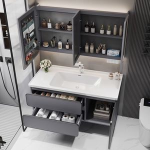 Modern Wall-Mounted <b>Floating</b> Bathroom Vanity Cabinet Ceramic Basin Water Resistant Eco-Friendly 3-Year Warranty OEM/ODM - Product Image 4