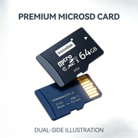 Carte mémoire pour appareil photo, carte SD Innodisk 3TE4 64 Go, carte SD industrielle U3, plastique noir