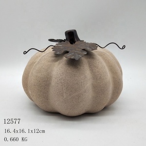 Fashion ceramics's hands rough effect fall pumpkin decoration with sheet Metal - Product Image 1
