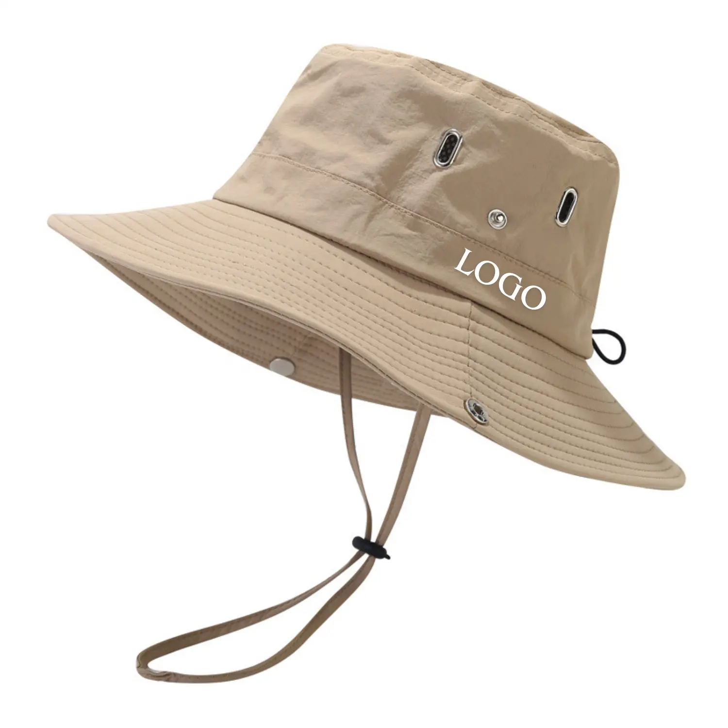 Logo personnalisé en gros séchage rapide pare-soleil casquette de plage pêcheur large bord chaîne seau chapeau