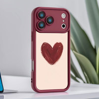 Coque de téléphone portable en TPU souple imprimée Cœurs Rouge Vin pour iPhone 17 15 Pro 12 6 Plus