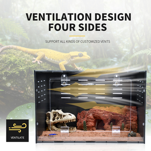 Terrarium pour reptiles classique solide et personnalisé, avec porte en acrylique, boîte d'alimentation pour reptiles, terrarium pour geckos - Product Image 2
