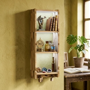 Estante de Pared de Madera Maciza de 3 Niveles, Estilo Moderno y Minimalista, con Ganchos Inferiores para Organización - Product Image 3