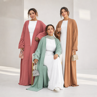 Vêtements islamiques : Ensemble 2 pièces Abaya ouverte et enveloppante, Abaya quotidienne, Robe musulmane pour femme, Robes pour femme sans robe intérieure, Abaya Aïd
