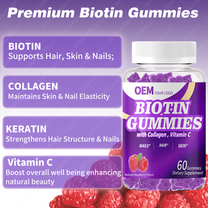 Oem tăng trưởng tóc làm trắng da và móng tay Gummy 1000mg chống lão hóa BIOTIN COLLAGEN KERATIN Gummy với Biotin và vitamin C - Product Image 4