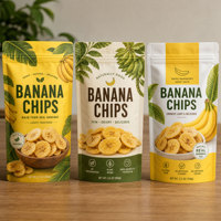Sachet d'emballage personnalisé pour chips de plantain, qualité alimentaire, vide, imprimé sur mesure, en Mylar, avec fermeture éclair et soufflet, sac de rangement en plastique