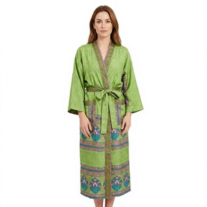 Ropa de Playa para Mujer, Ropa de Dormir, Bata, Kimono, Regalo, 100% Seda, Secado Rápido, Transpirable, ART&ART! Manga Larga - Product Image 1