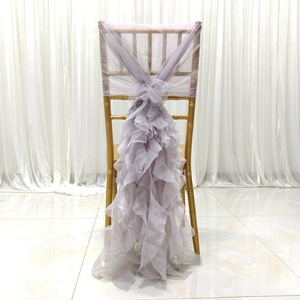 Vente en gros Chaise élégante de couleur unie Dossier Fil de lait Décor <span class=keywords><strong>Tulle</strong></span> Tissu décoratif Hôtel Conférence Fête de mariage Banquet en plein air - Product Image 5