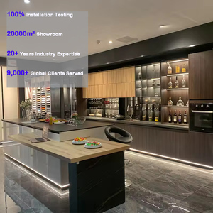 Projet d'hôtel ensemble de meubles de cuisine complet à <span class=keywords><strong>prix</strong></span> abordable poignées de tiroir en aluminium armoires en bois mélamine conceptions de cuisine - Product Image 1