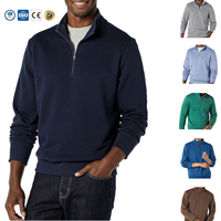 Sweat-shirt demi-zip gris clair mélangé durable à col montant, épais, style streetwear, pour les offres de gros internationales