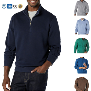 Sudadera Duradera Gris Melange Claro con Media Cremallera y Cuello Alto, Estilo Urbano de Alto Gramaje para Ofertas de Comercio Mayorista Global - Product Image 1