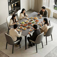 Ensemble de table à manger en pierre frittée, mobilier de salle à manger rectangulaire moderne avec chaises en PU, table à manger pour la maison et les restaurants, vente en gros