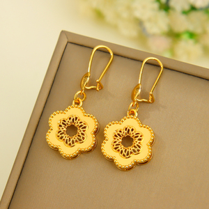 High Quality Flower Design Jewelry <b>Set</b> Elegant 21k Gold Plated Vintage Necklace <b>Bracelet</b> <b>Earrings</b> 3pcs <b>Set</b> for Wedding Party - Product Image 3