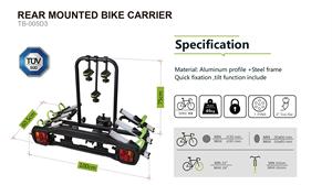 TB-005D4 barres <span class=keywords><strong>de</strong></span> <span class=keywords><strong>toit</strong></span> <span class=keywords><strong>de</strong></span> voiture montées à l'arrière en alliage d'aluminium et acier pour <span class=keywords><strong>coffre</strong></span> <span class=keywords><strong>de</strong></span> camping et porte-vélo <span class=keywords><strong>de</strong></span> voiture montant 4 vélos - Product Image 3
