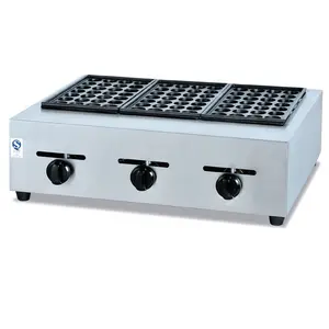 3 Plat Gas Fish Pellet Grill/Komersial Takoyaki/Stainless Steel Takoyaki Grill