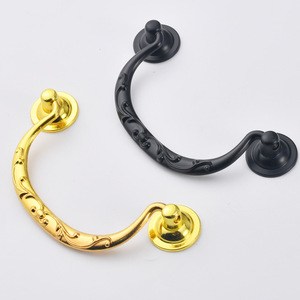 Furniture Handle Bridge Shape Gold And <b>Black</b> Zinc Alloy Cabinet Drawer Door Handle 93mm Hole Spacing Mediterranean Style - Product Image 4